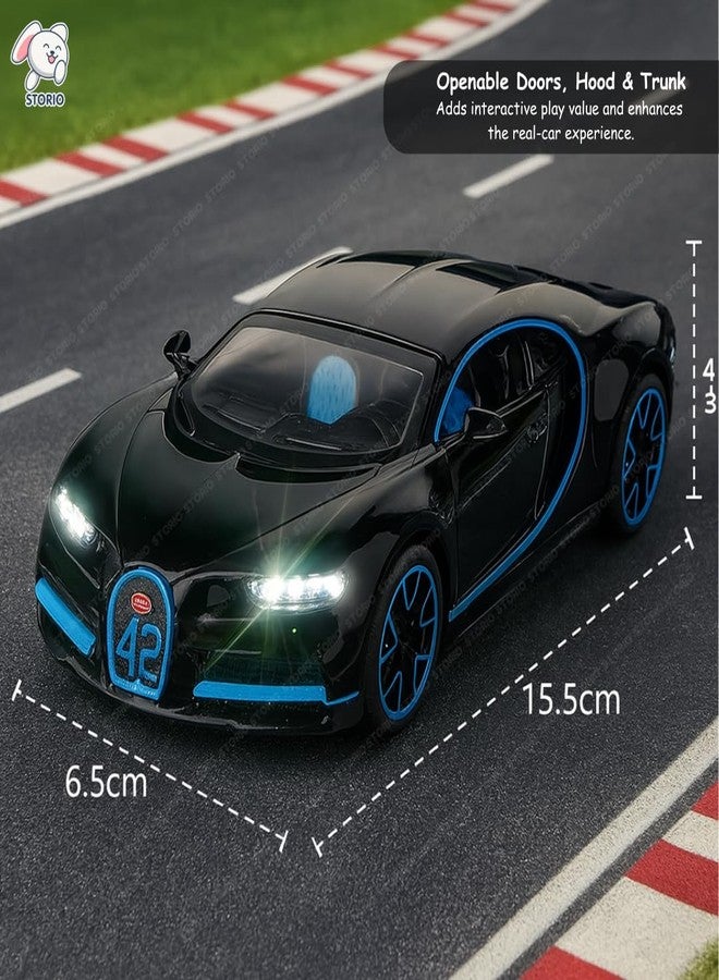 ستوريو سيارات ستوريو المعدنية المصبوبة بمقياس 1:32 | سيارات ألعاب تعمل بالسحب للخلف مع أبواب قابلة للفتح وأضواء | نموذج من سبيكة معدنية للأطفال | سيارات مصغرة قابلة للتجميع للأولاد والبنات من عمر 3 سنوات فما فوق (بوغاتي ديفو) - Image 5